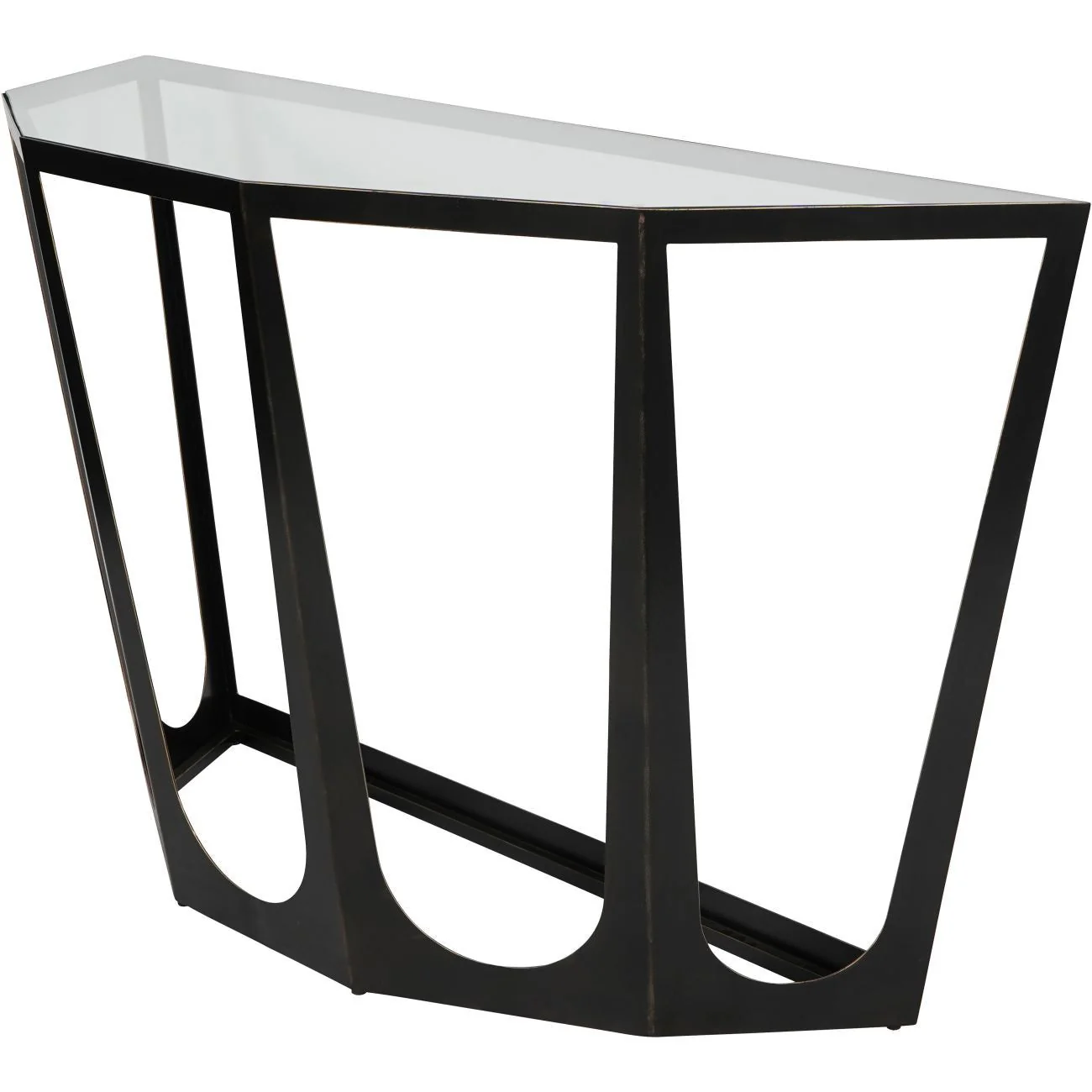 Catalan Bronze Gilded Console Table with Glass Top - Image 2