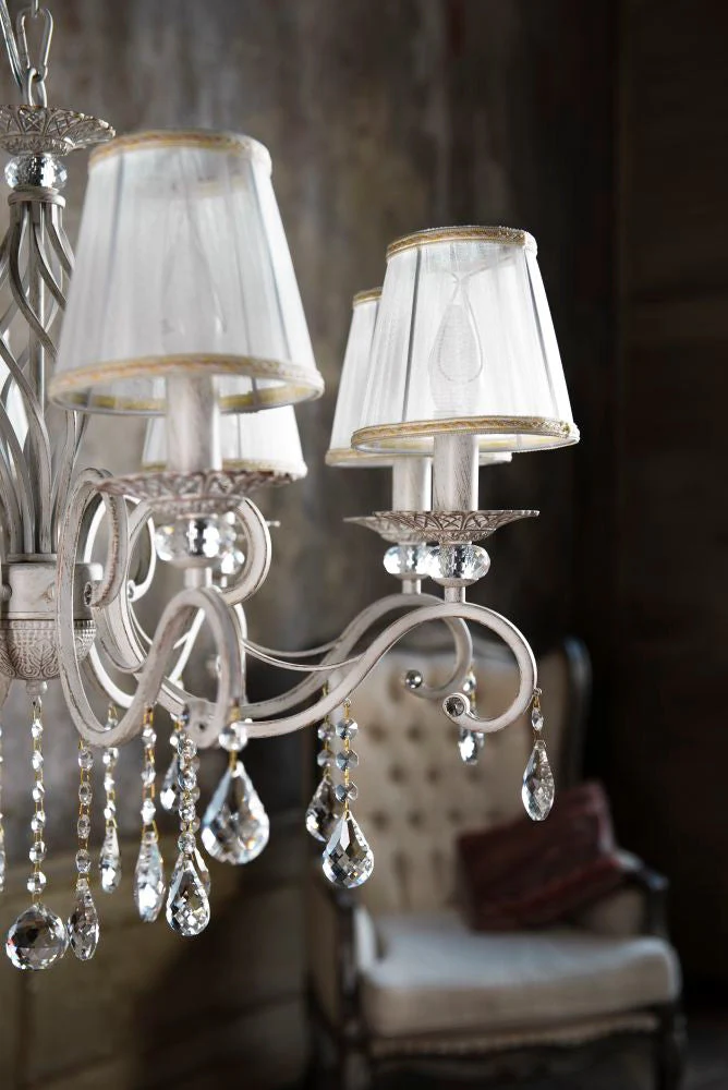 Grace 8Lt Chandelier - White with Gold finish - Image 2