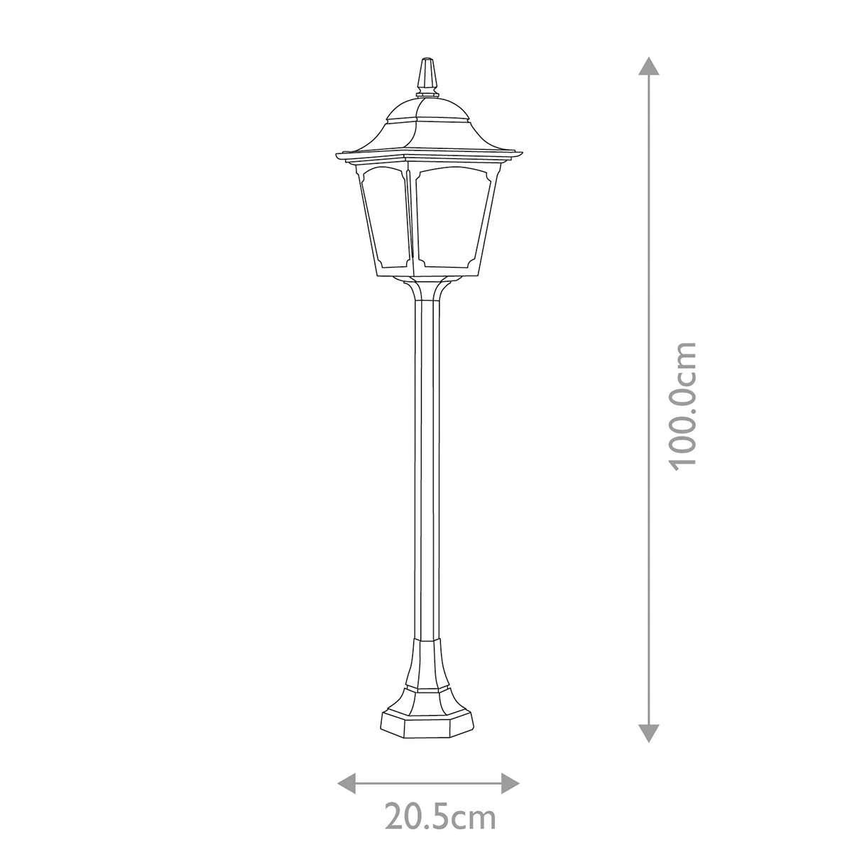 Chapel 1 Light Medium/Large Pillar Lantern - Black IP44 E27 - Image 10