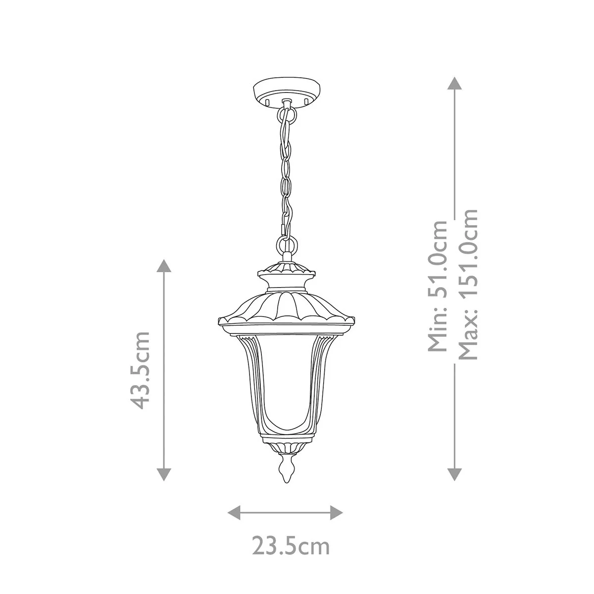 Chicago 1Lt IP44 Lantern - Bronze/Black - Image 9