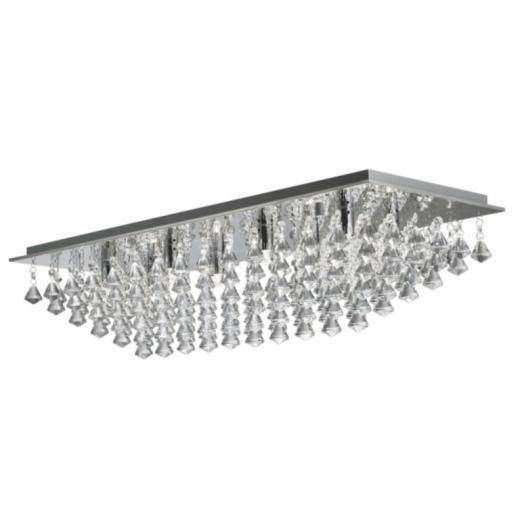 Chrome & Crystal Flush Ceiling Light Fitting