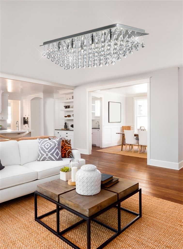 Chrome & Crystal Flush Ceiling Light Fitting - Image 2
