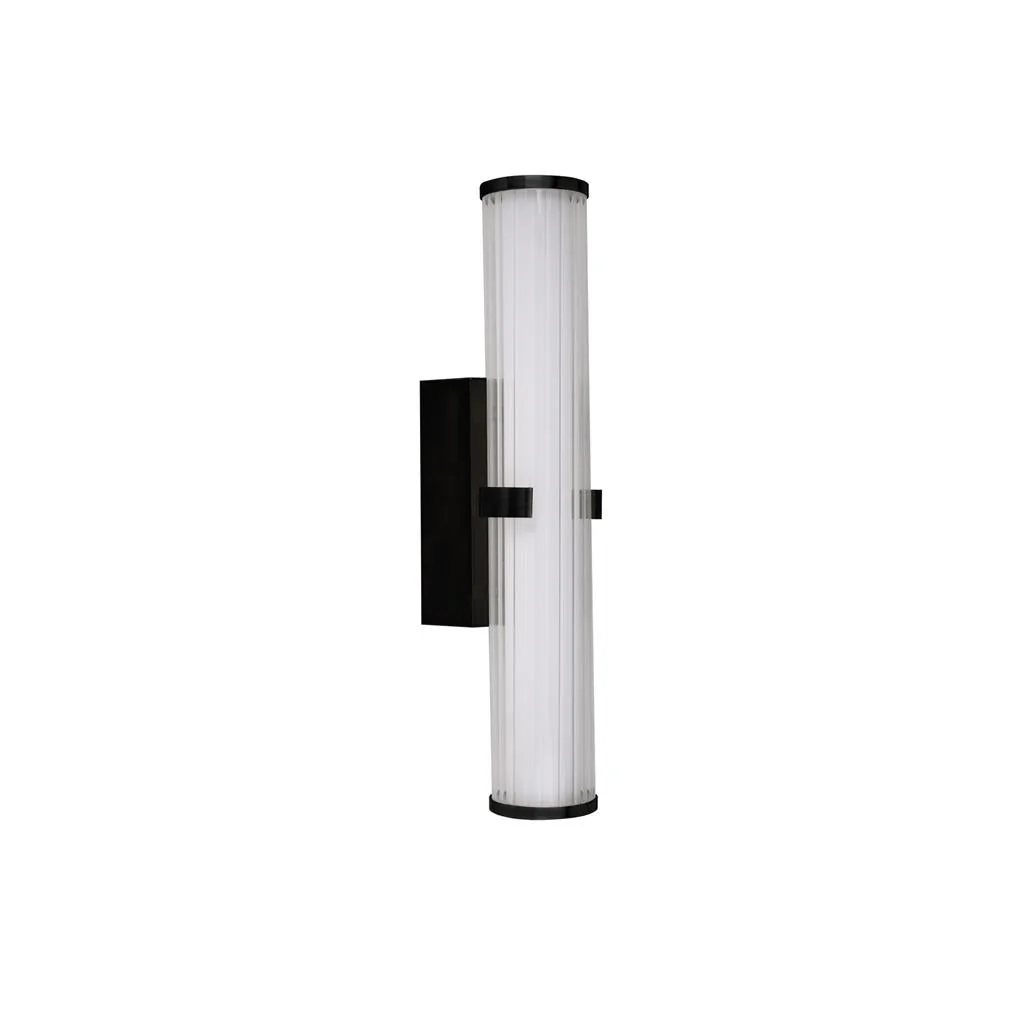 Clamp Small/Large Bathroom Wall Light IP44 - Black, Ribbed Clear & Opal Glass Promotional Offer