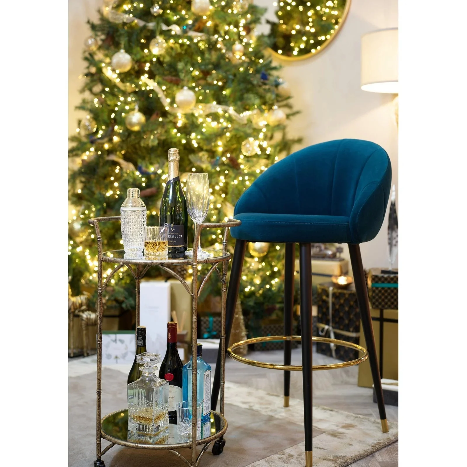 Cleo Bar Trolley - Antique Gold Finish - Image 2