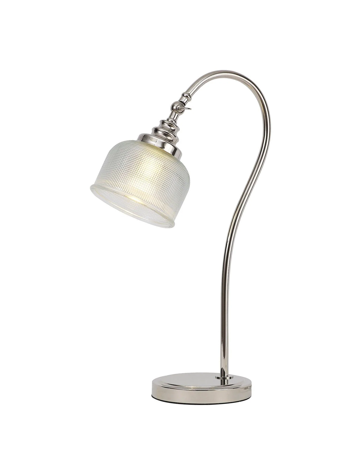 Cleron Table Lamp 1 Light E27 Satin Nickel / Antique Brass /Polished Nickel / Prismatic Glass