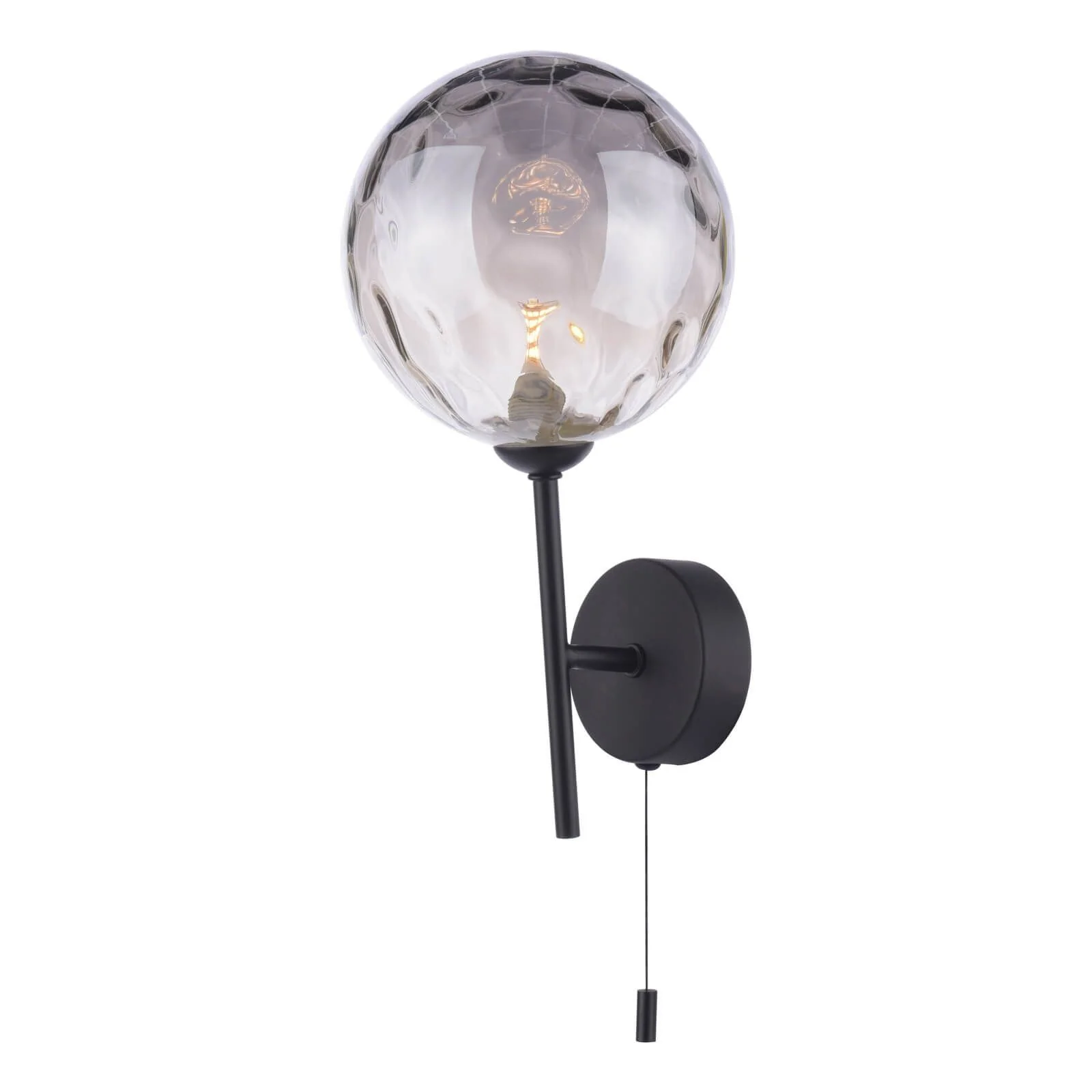 Cohen Single LED Wall Light - Matt Black Smoked/Matt Black Moulded/Polished Gold Champagne Glass, IP20
