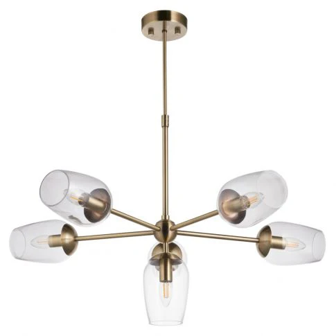 Columbus 6Lt Multi-Arm Pendant - Nickel/Antique Brass