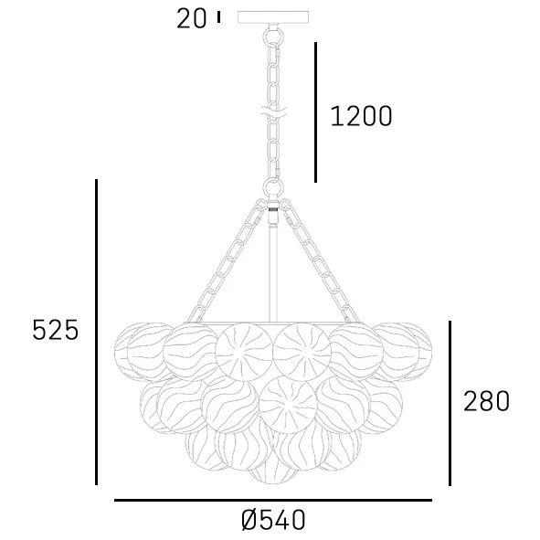 Aspen 7lt/13lt Hanging Light- Matt Gold w Glass - Image 6