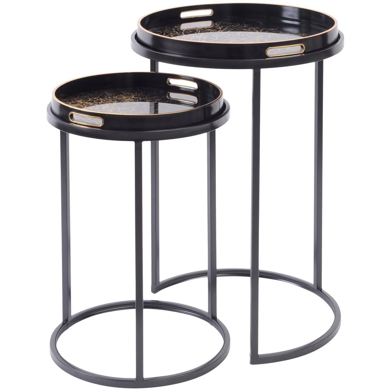 Coral Design Set of 2 Side Tray Tables