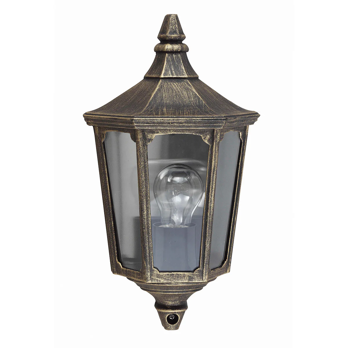 Cricklade Half Wall Lantern IP44 – Black & Gold Finish