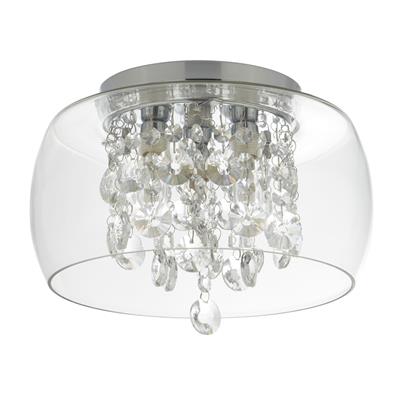 Curva 3Lt Bathroom Flush IP44 - Chrome Metal & Crystal Glass - Image 2