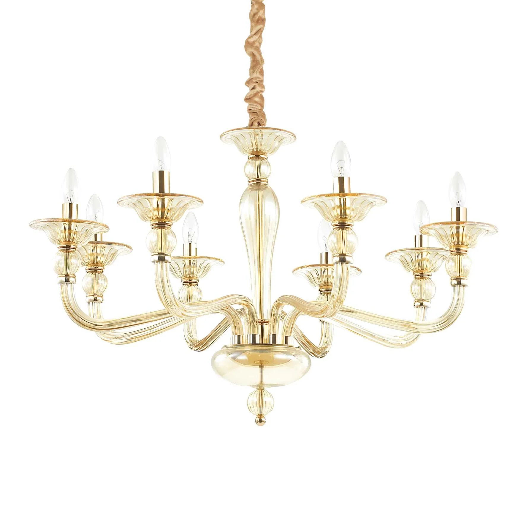 Danieli Centre Ceiling Light 6/8Lt- Gold/Amber Finish - Image 2