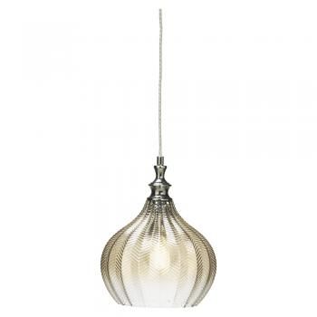 Darby Pendant Ceiling Light  - Black with Faded Smoked Glass & Chrome with Faded Congnac Glass Finish - Image 2