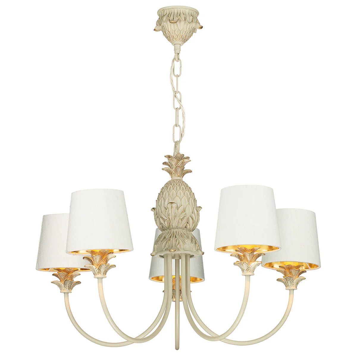 Cabana 5 Light Multi-Arm Pendant In Cream Gold Fitting only - Image 2
