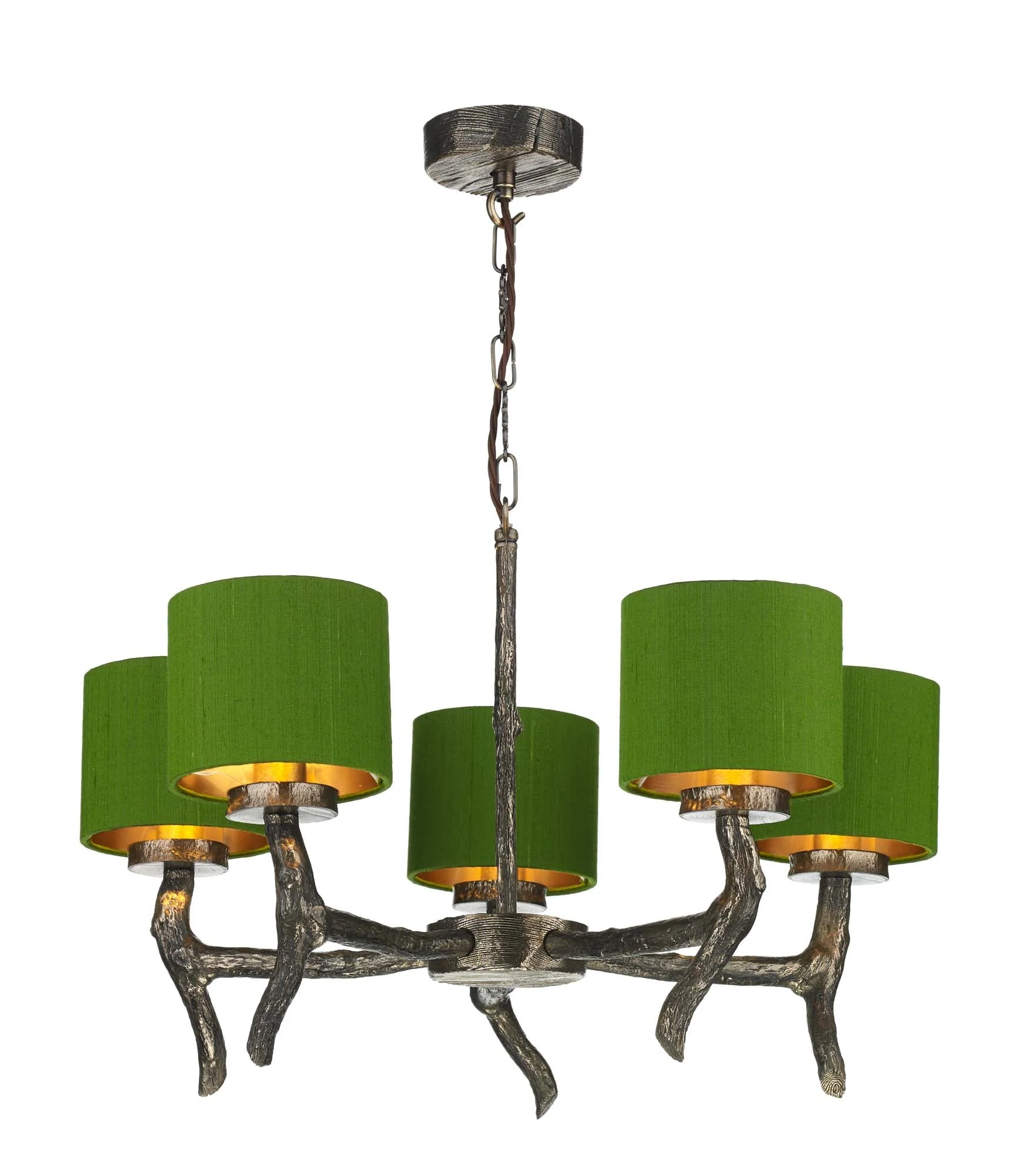 Joshua 5Lt Multi-Arm Pendant Silk Shade Bespoke Colour - Image 6