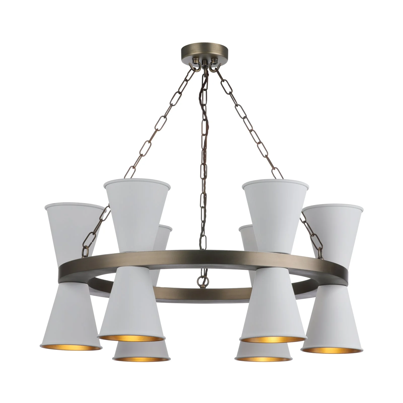 Putney 12 Light Multi-Arm Pendant In Antique Brass Comes With Bespoke Shades