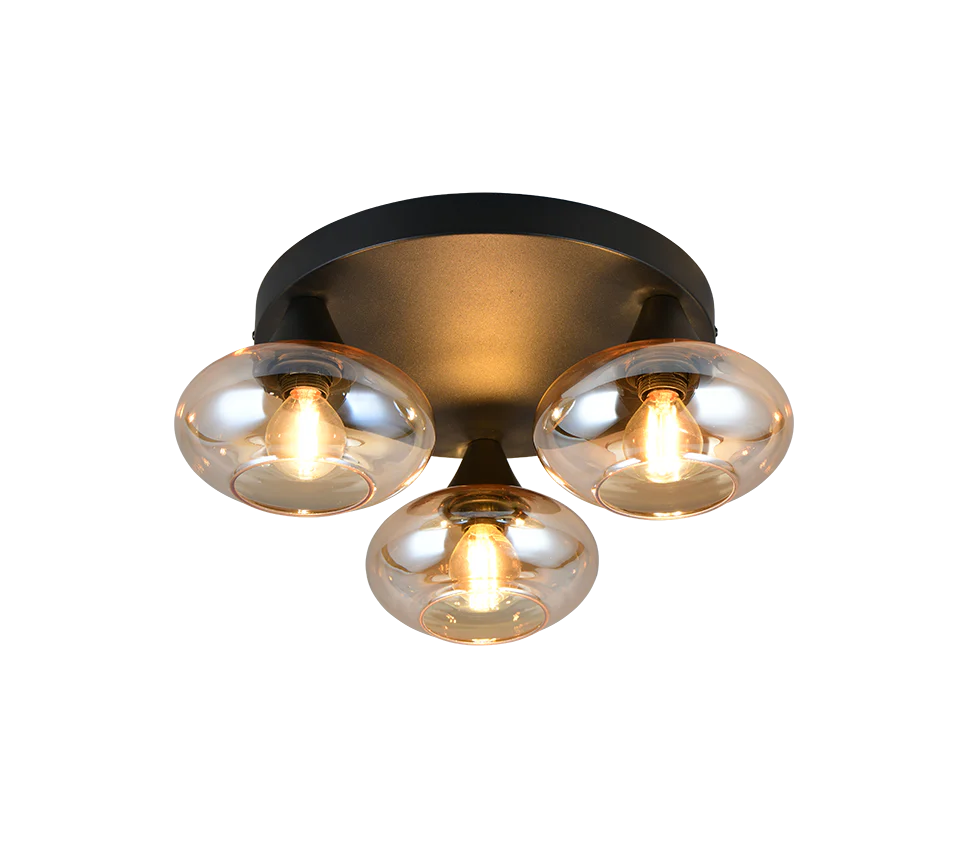 Divina 3/5Lt Ceiling lamp - Amber/ Smoke Finishes