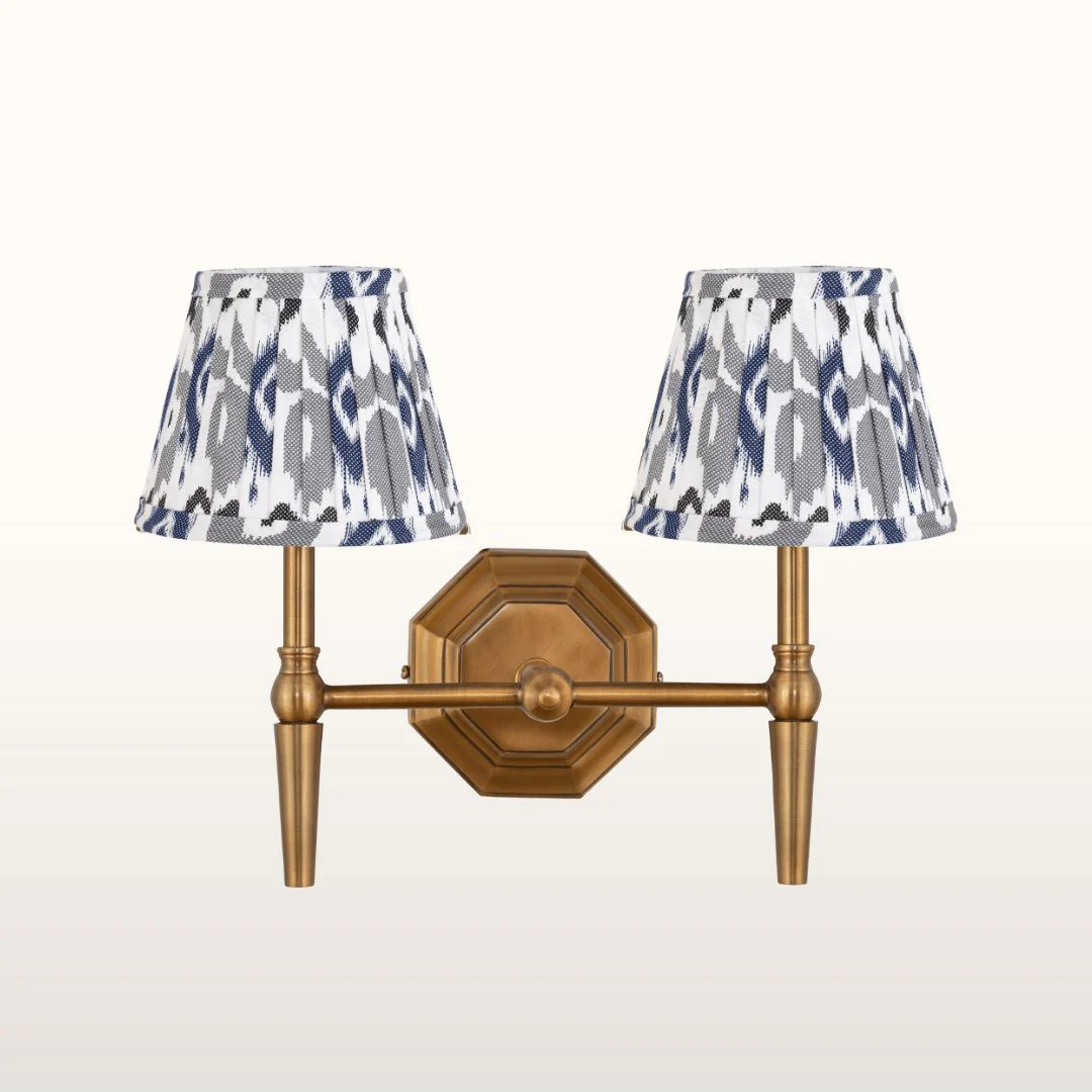 Mizen Double Brass Wall Light- Various Shade Colours