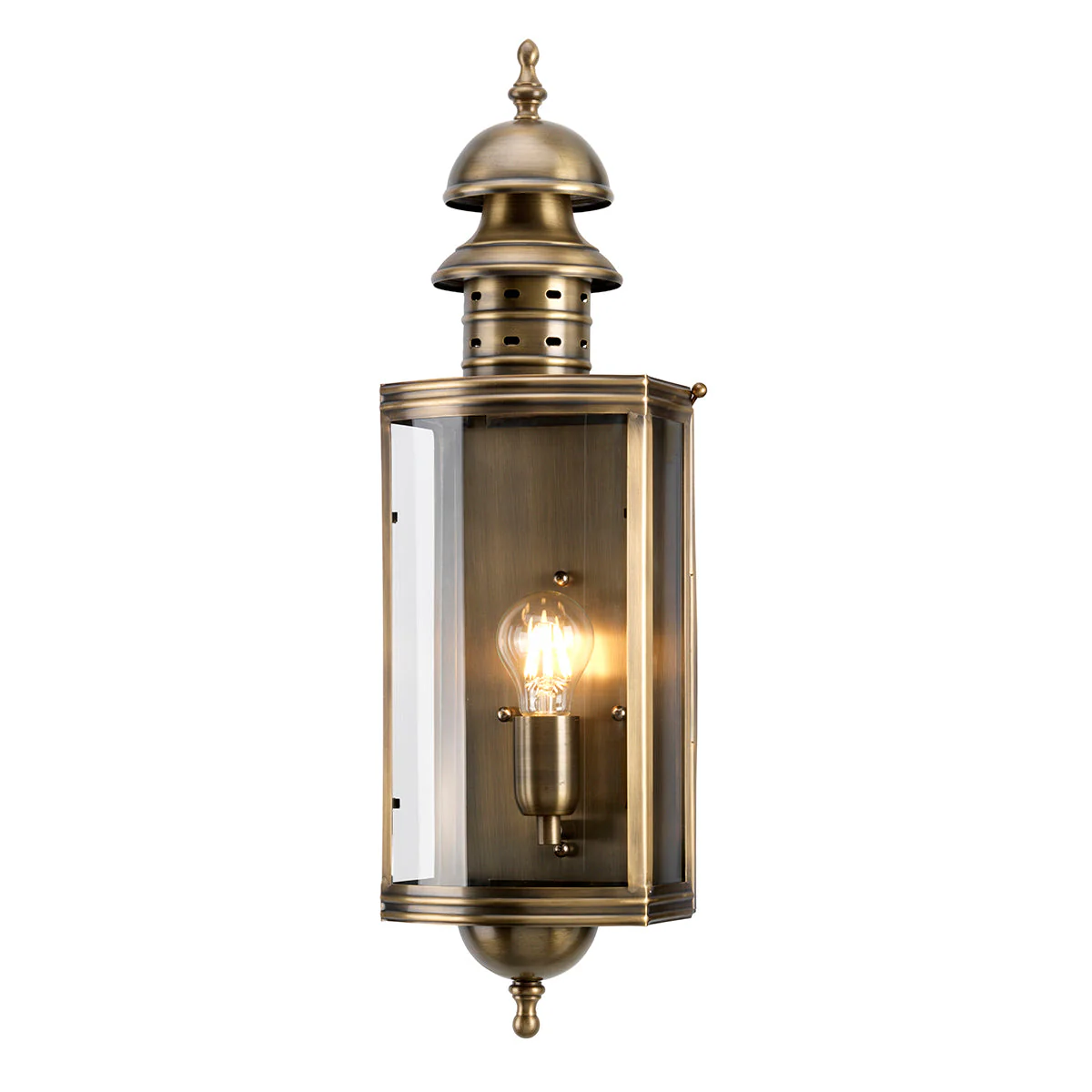 Downing Street Wall Lantern – Aged Brass/Verdigris Finish