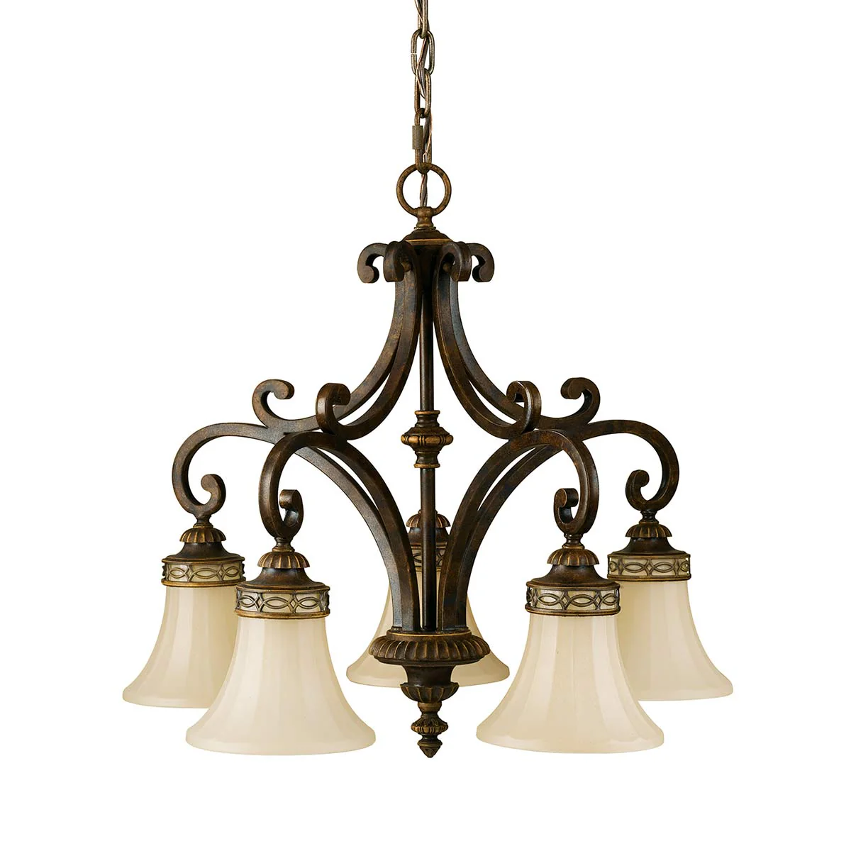 Drawing Room 4/5 Lt Centre Ceiling Light - Walnut Finish - Image 6