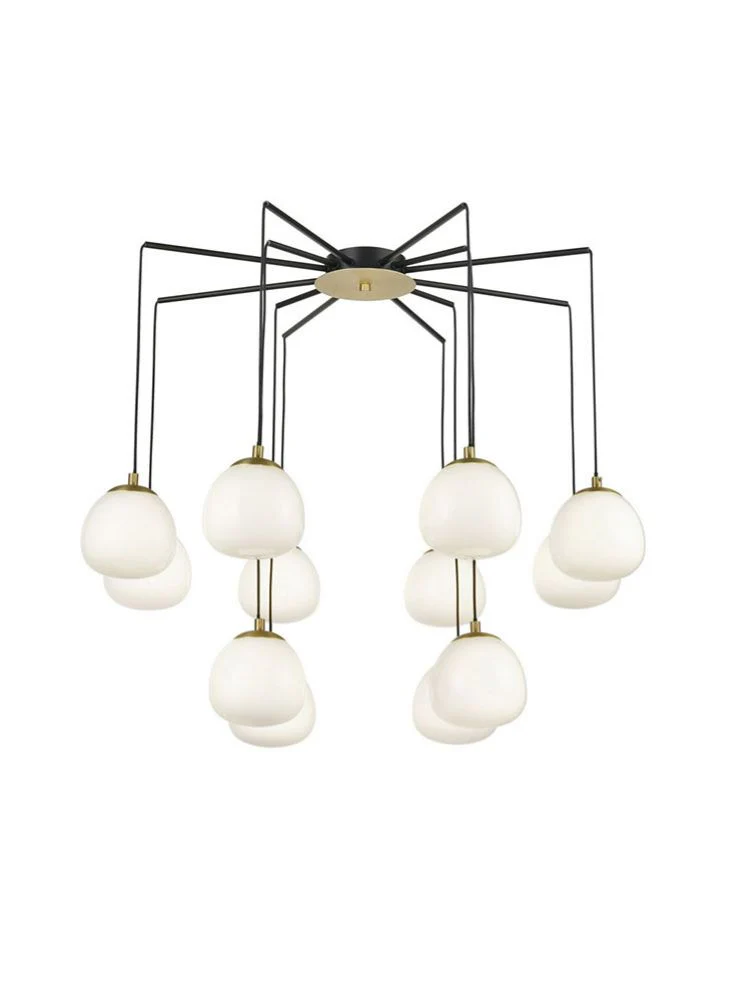 Dual 12lt Double Height Ceiling Light -  Black & Gold Finish