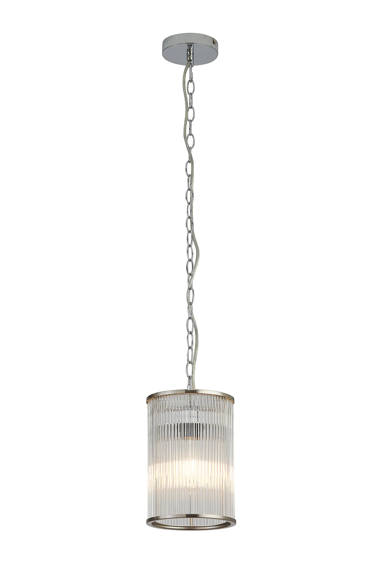 Eden Chain Single Pendant With Glass Rod Shade, 1 x E27- Various Finishes