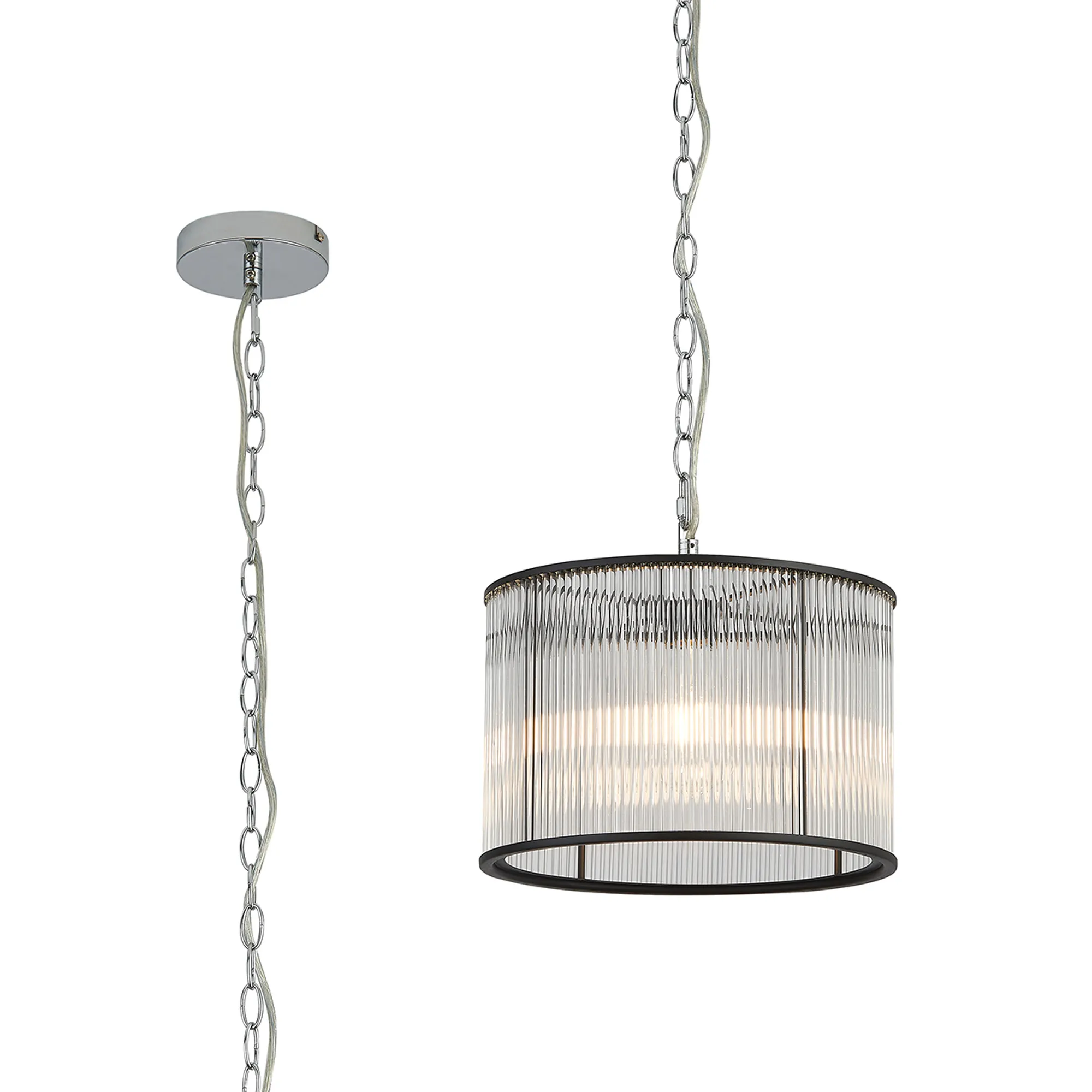 Eden Chain Single Pendant With Glass Rod Shade, 1 x E27- Various Finishes - Image 46