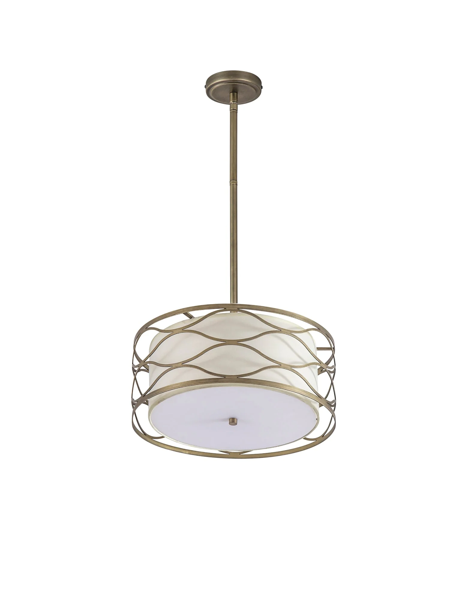 Edgerton Centre Ceiling Light 3/5Lt - Aged Gold & Cream Fabric Shade