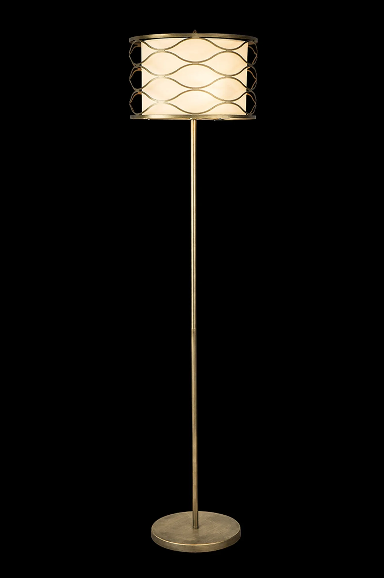 Edgerton Floor Lamp 3 Light E14 Aged Gold  &  Cream Fabric Shade - Image 3