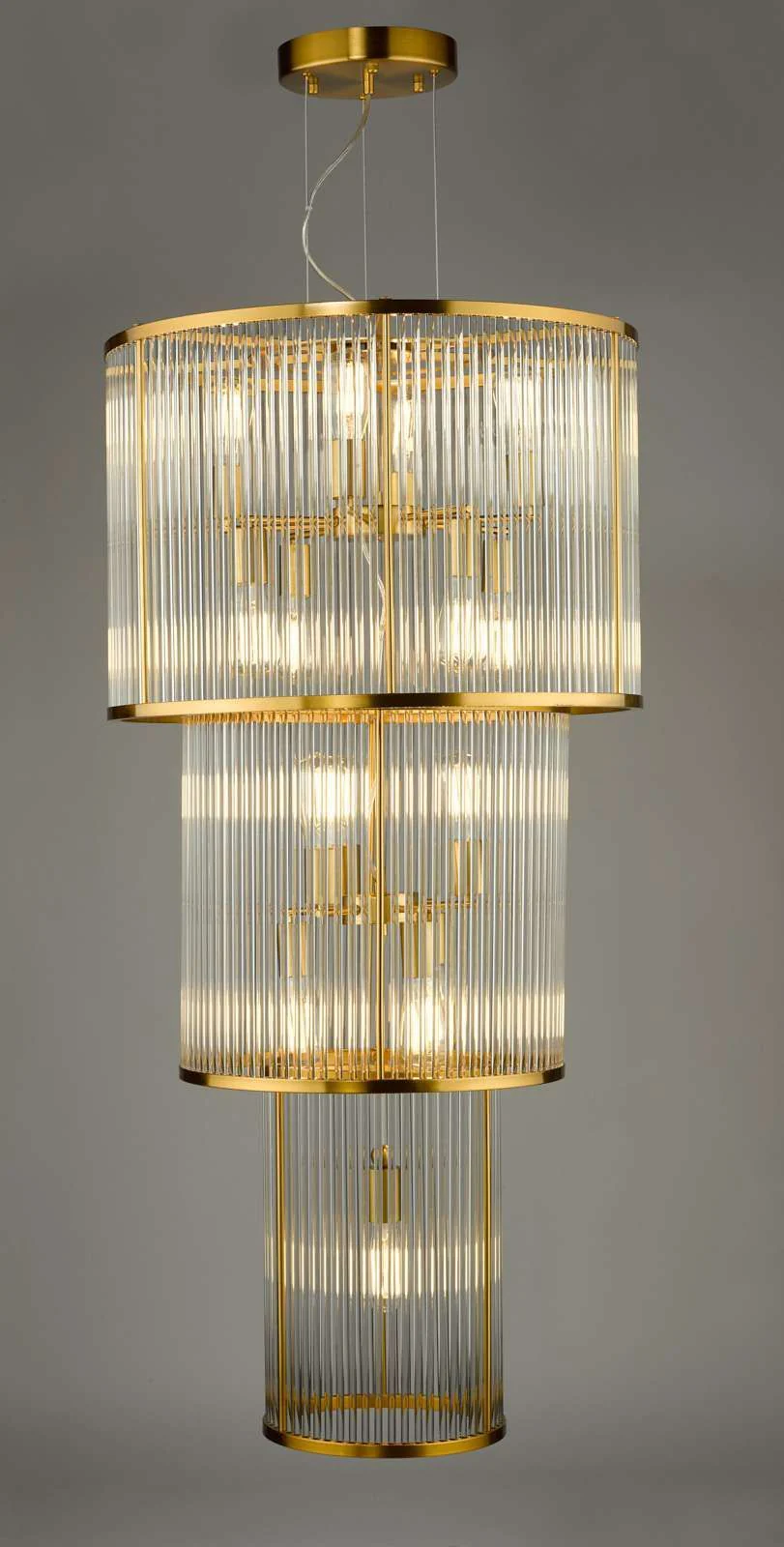 Eleanor 15Lt Chandelier Ceiling Light - Natural Brass & Glass - Image 10