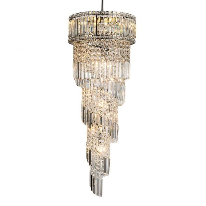 Elizabeth 13/21Lt Crystal Pendant - Antique Brass/Polished Chrome