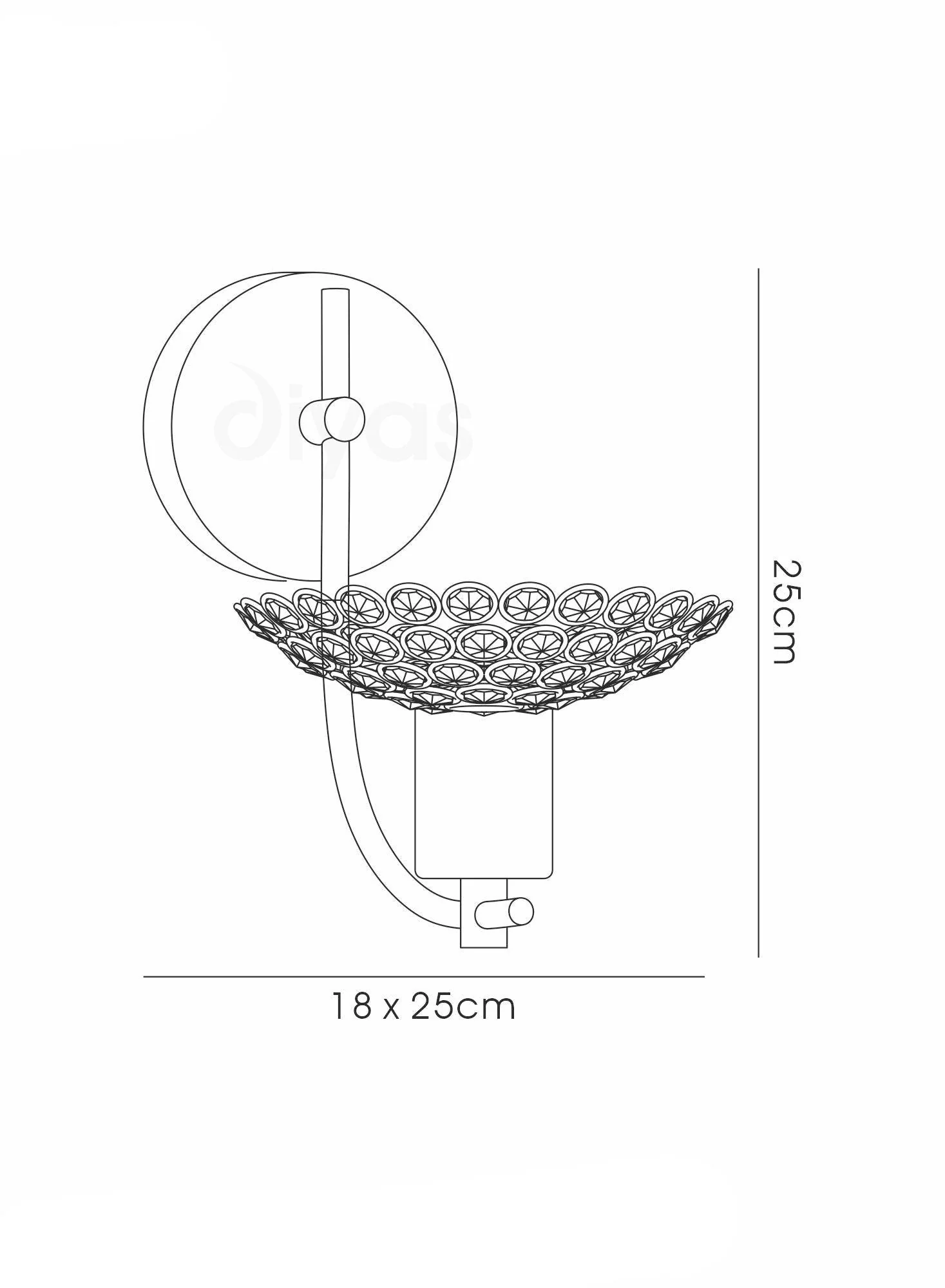 Ellen Wall Lamp 1 Light Brass/Satin Nickel/Crystal - Image 2