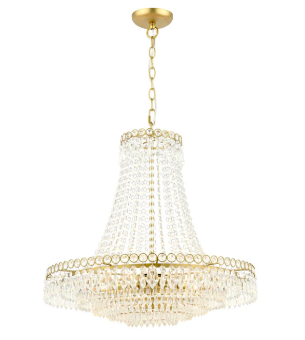 Enid Grand 5lt Chandelier Matt Antique Brass/ Polished Nickel & Cut Glass