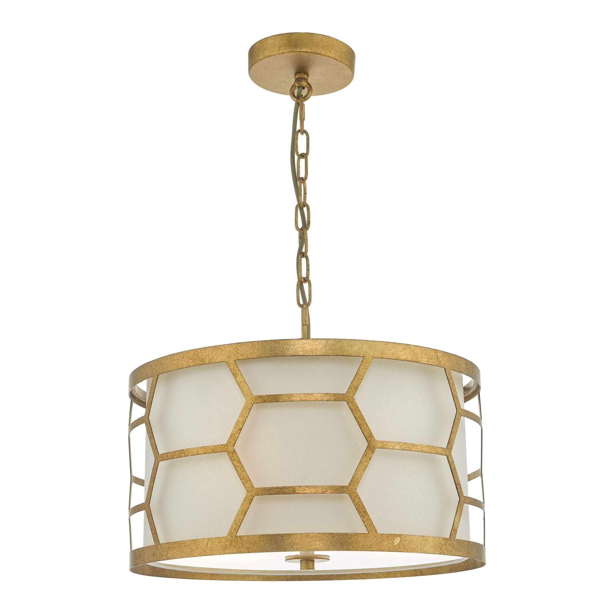 Epstein 3/4Lt Hanging Shade Ceiling Light - Gold With Ivory Shade