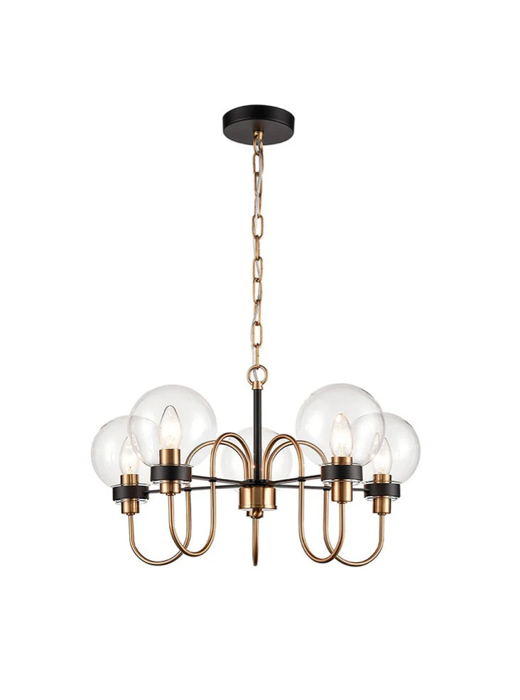 Equin 5/8Lt Chandelier Ceiling Light- Black & Gold Finish