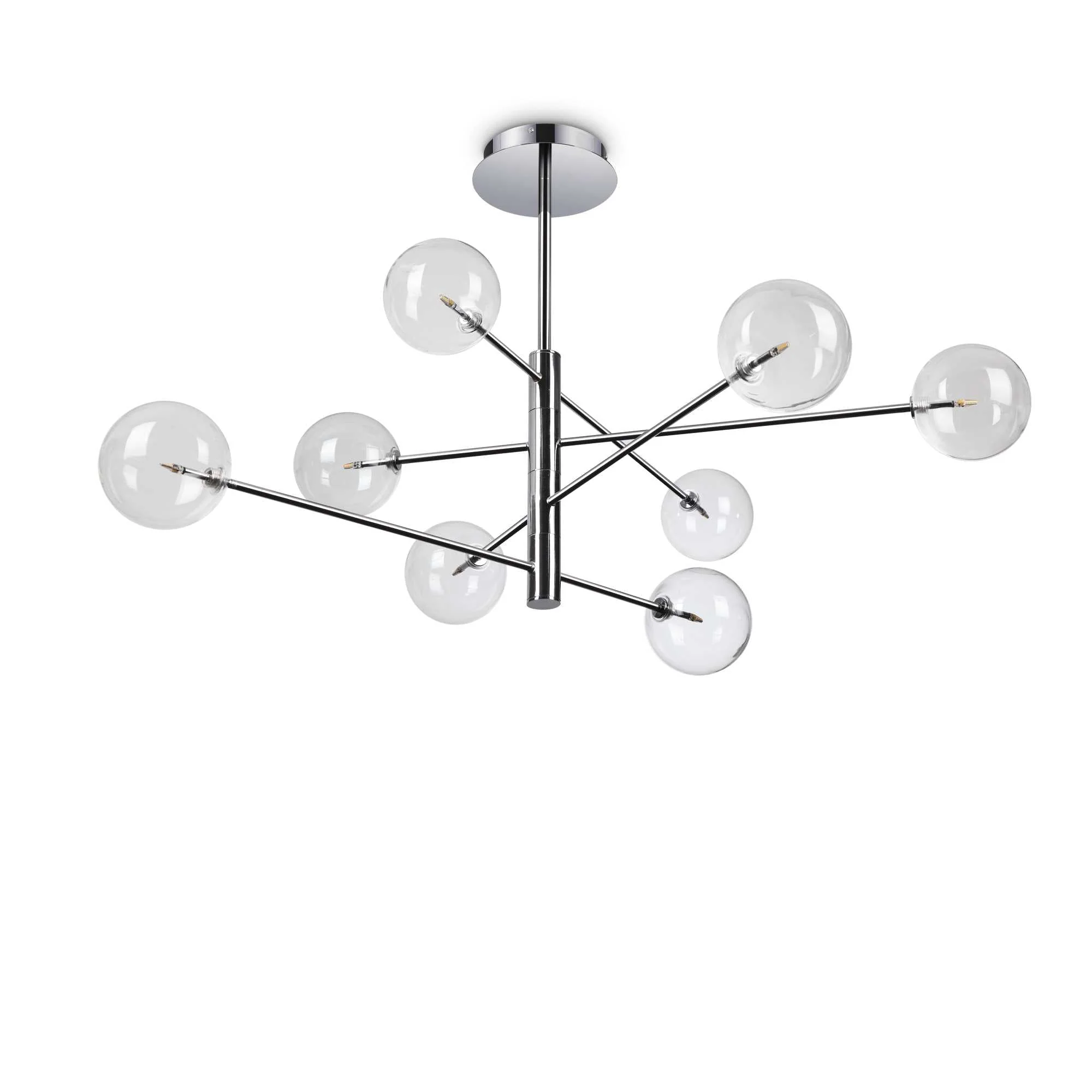 Equinoxe 8/12Lt Centre Semi-Flush Ceiling Light - Chrome/Antique Brass Finish