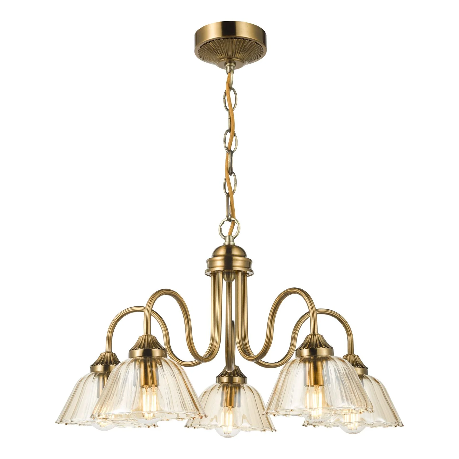 Erika 5 Light Ceiling Light-  Antique Bronze and Amber Glass