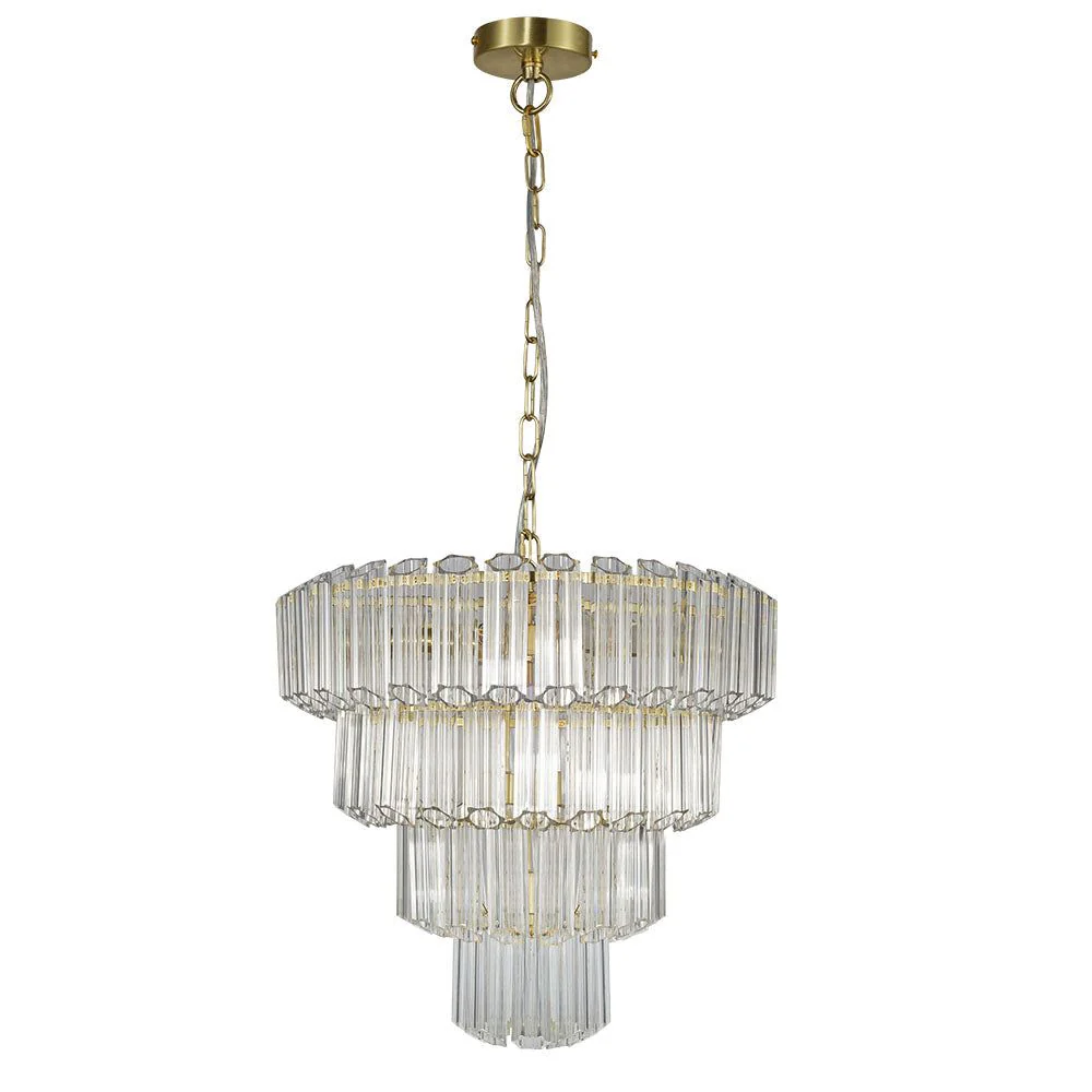 Esme 4Lt/7Lt/11Lt Crystal Ceiling Light - Polished Chrome/Satin Brass Finish - Image 12