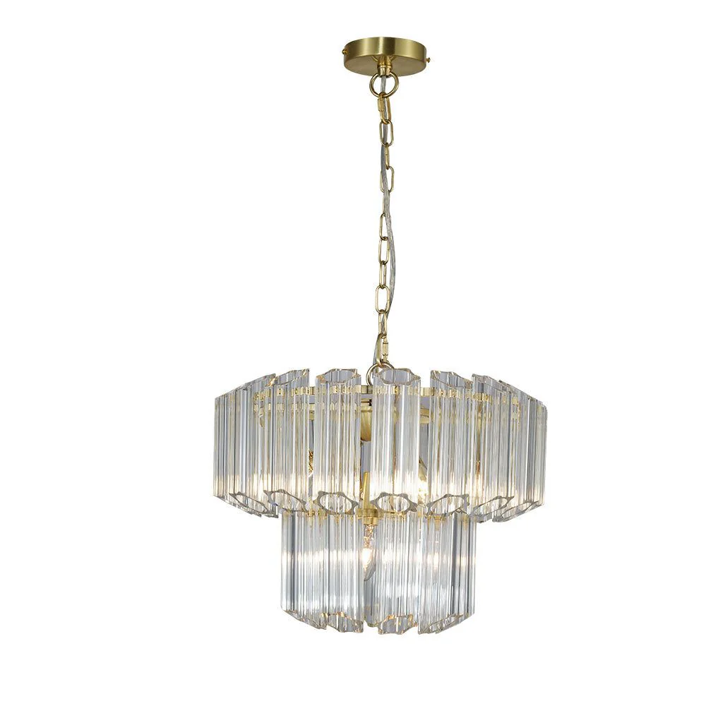 Esme 4Lt/7Lt/11Lt Crystal Ceiling Light - Polished Chrome/Satin Brass Finish - Image 4