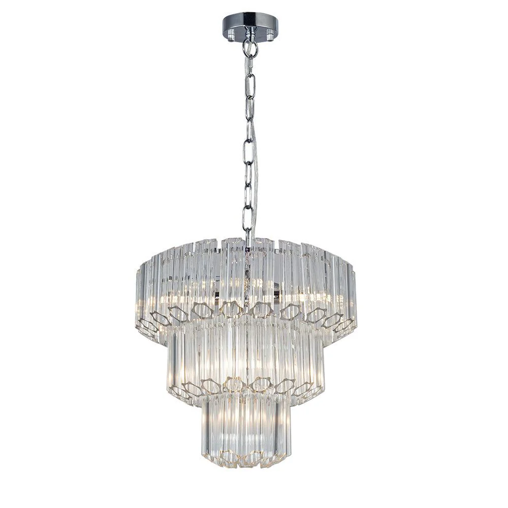 Esme 4Lt/7Lt/11Lt Crystal Ceiling Light - Polished Chrome/Satin Brass Finish - Image 6