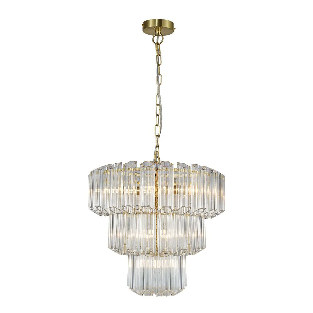 Esme 4Lt/7Lt/11Lt Crystal Ceiling Light - Polished Chrome/Satin Brass Finish - Image 8