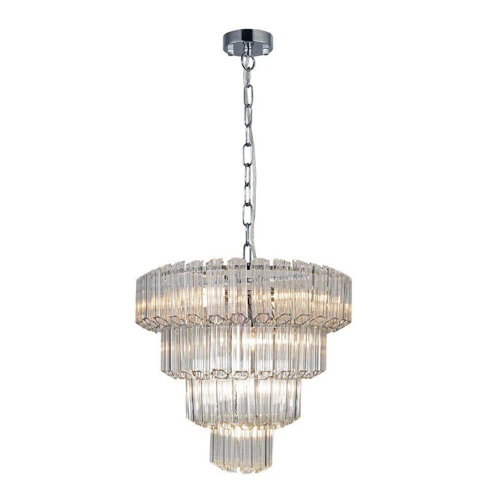 Esme 4Lt/7Lt/11Lt Crystal Ceiling Light - Polished Chrome/Satin Brass Finish - Image 9