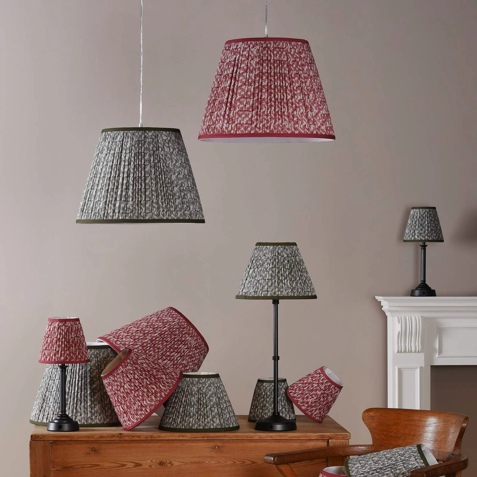 Esther Cotton Empire Shade-Red/ Green w  Various Sizes Shades - Image 24