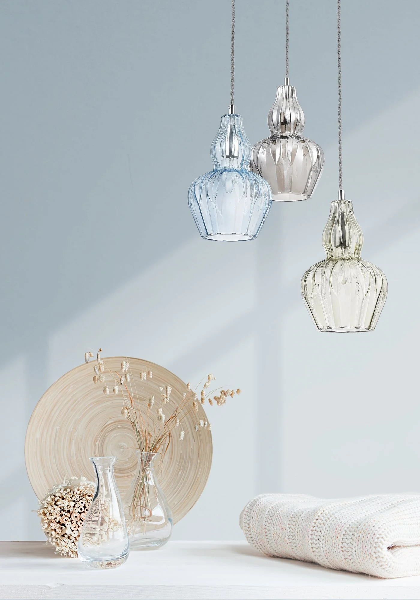 Eustoma Pendant Light - Nickel & Blue/Nickel & Transparent Finish - Image 3