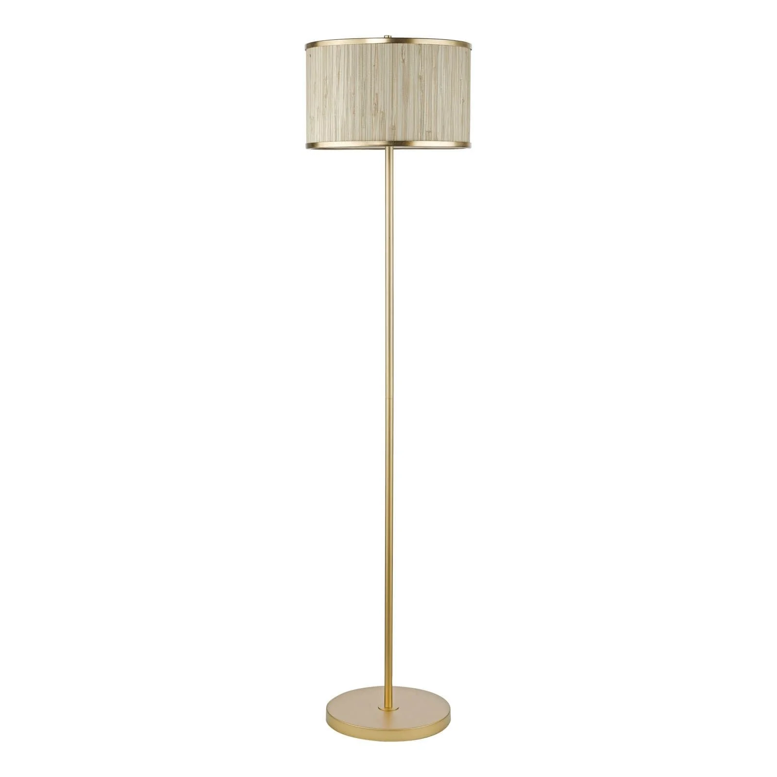 Fenella 3 Light Floor Lamp Gold Leaf and Seagrass E14