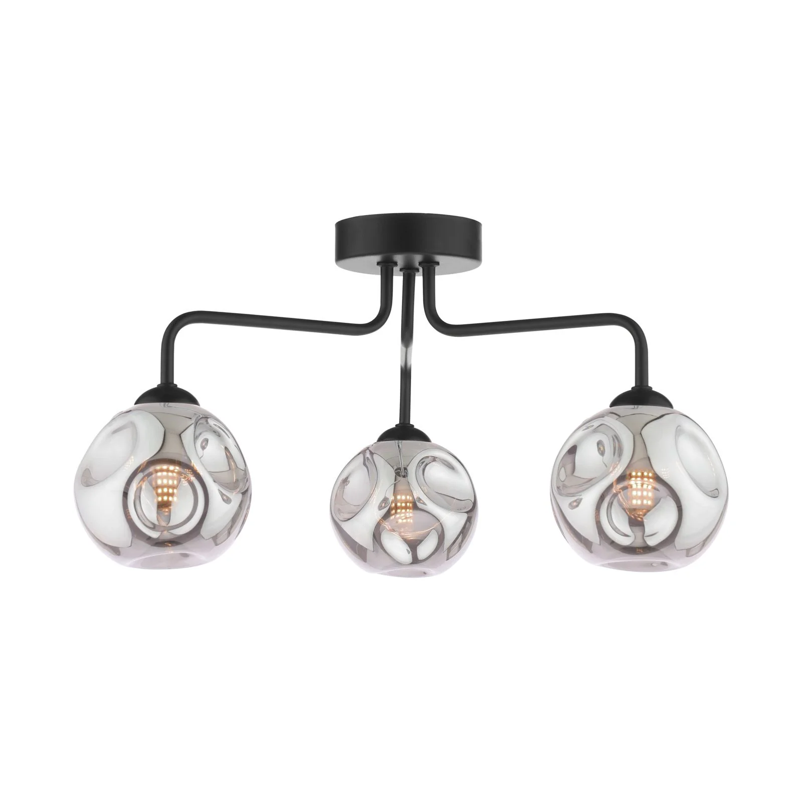 Feya 3/5Light Semi Flush Light -  Matt Black / Antique Bronze w Amber& Smoked Glass Finishes
