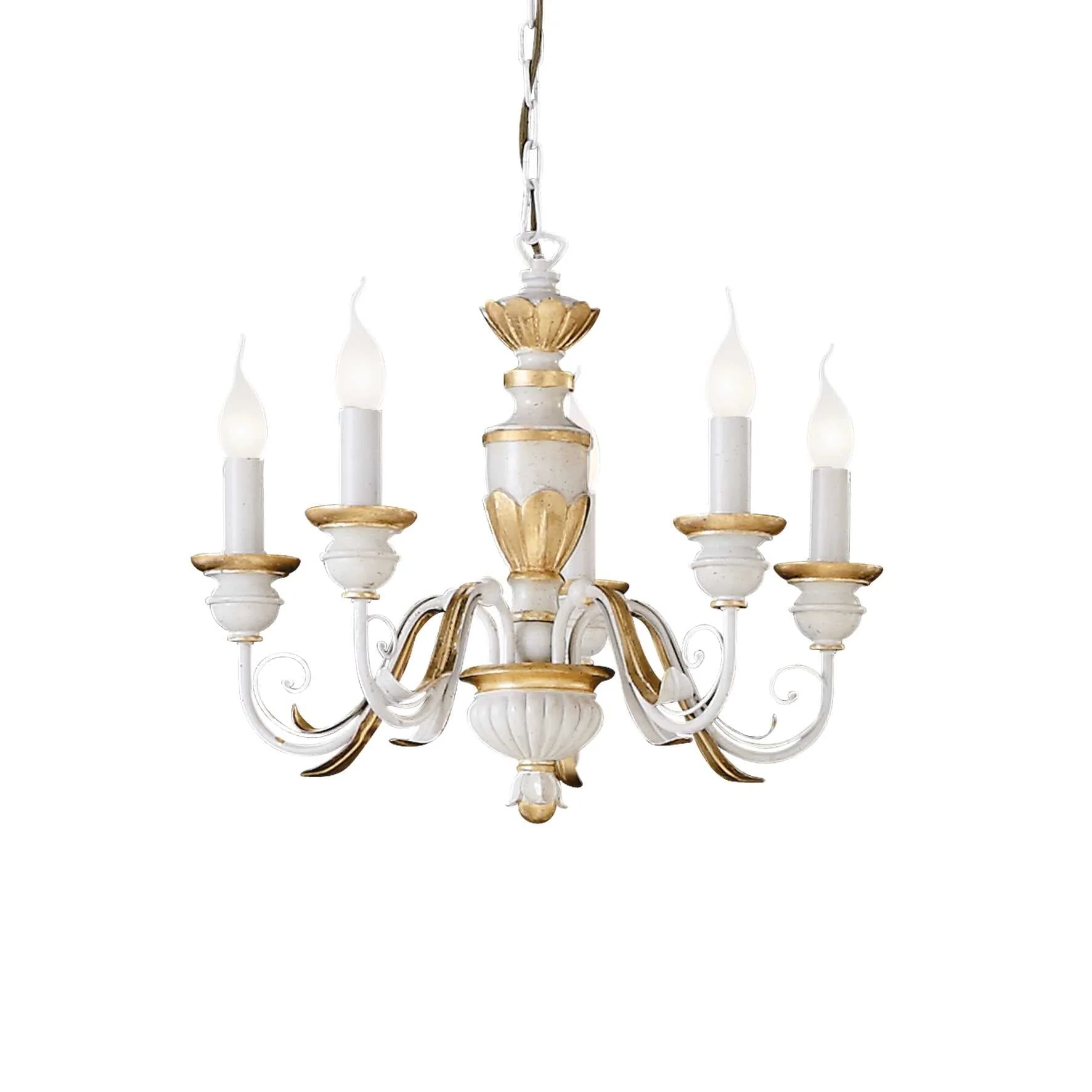 Firenze Centre Ceiling Light 5/8Lt - White/Gold Finish