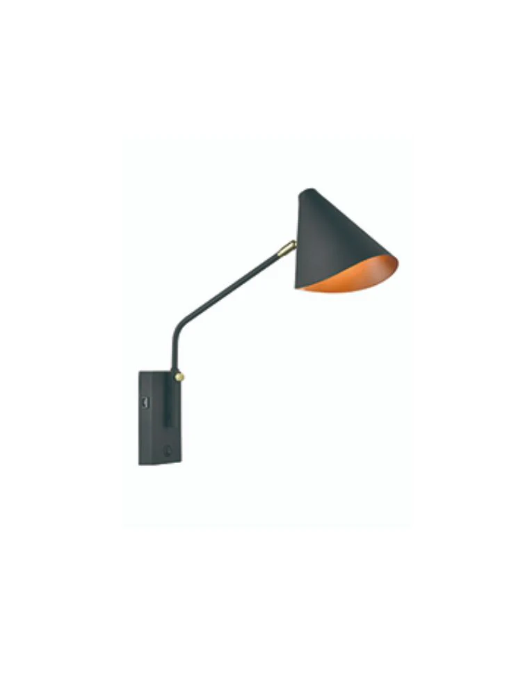 Ford Swing Reading Arm Wall Light with USB E27 
Black &  Gold