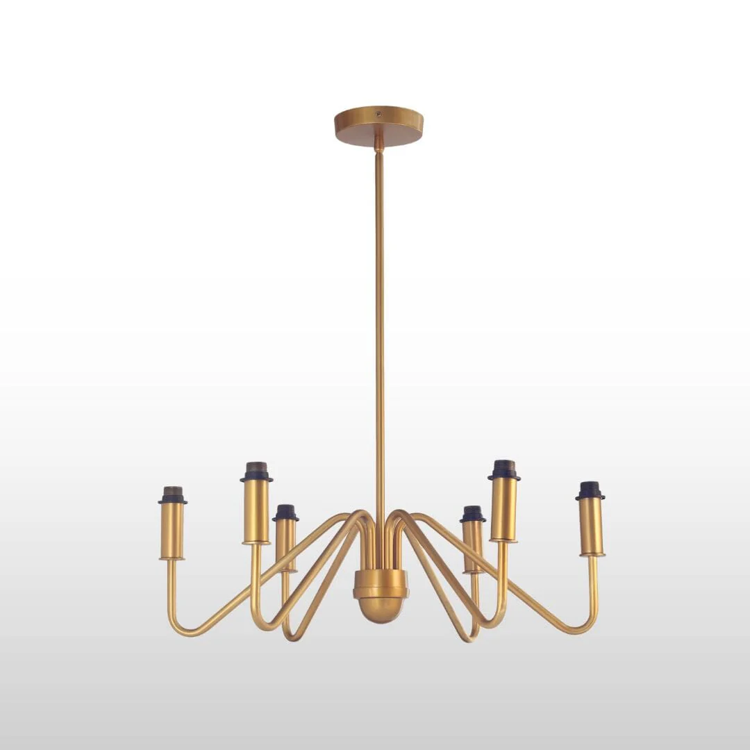 Celtic Four/Six Arm Brass Chandelier- Green/ White Shades - Image 10