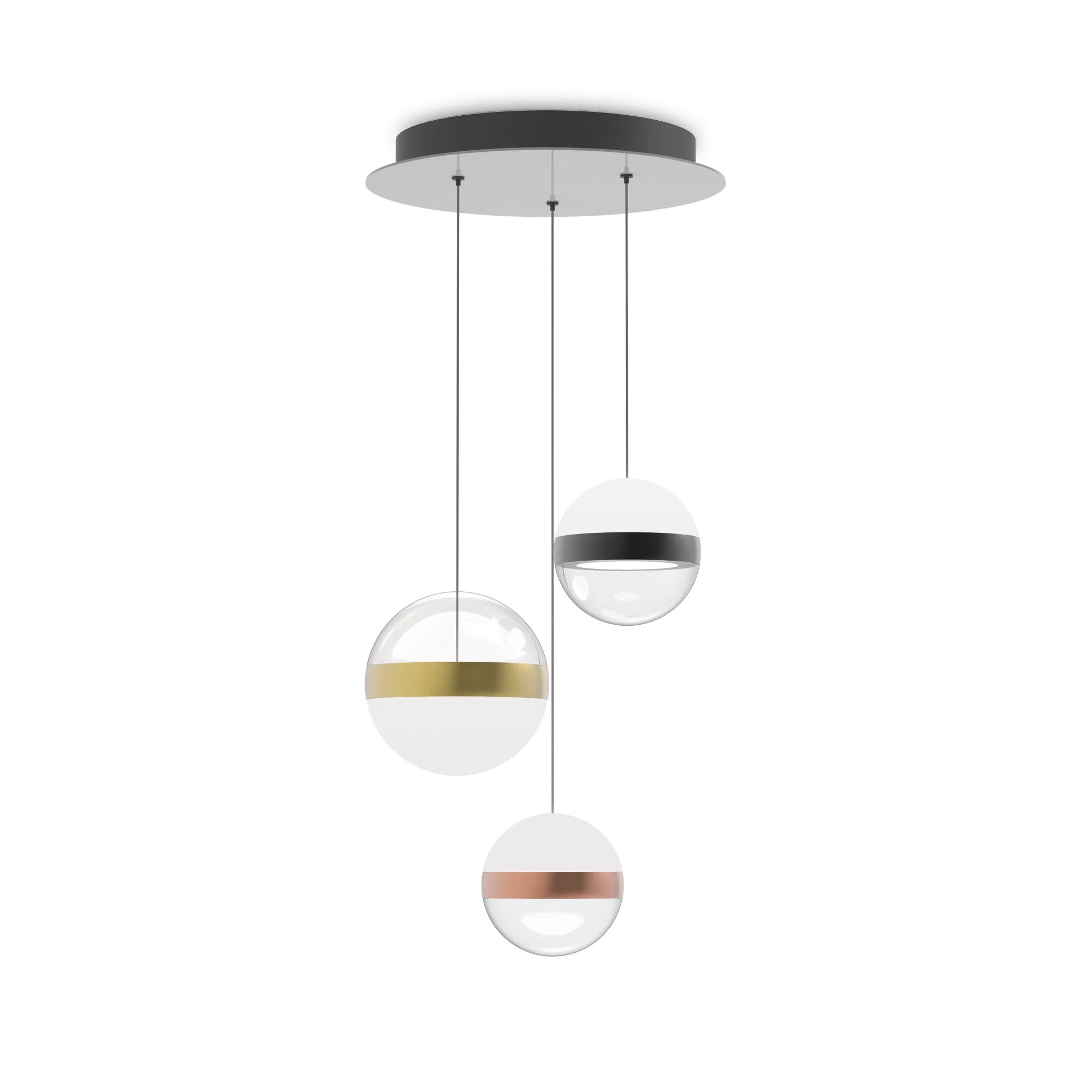 Galaxy 3Lt Cluster Pendant - Nickel, Brass & Copper
